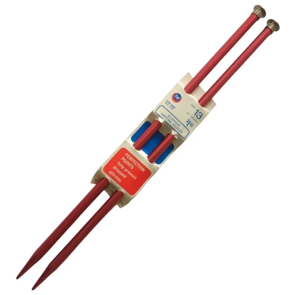 Boye‎ Aluminum Knitting Needles Size 13 Perfection Single Point 14 Inch Vintage.